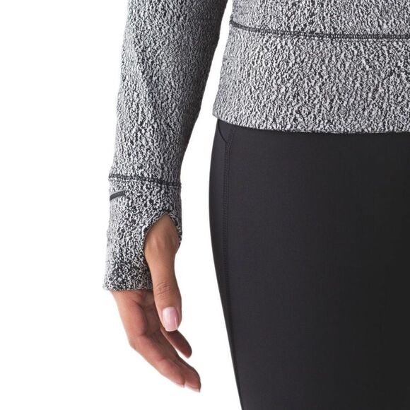 Lululemon Rush Hour Long Sleeve Running Luon Spray Jacquard White Black - Picture 2 of 8